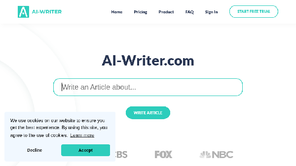 screenshot of AI Writer