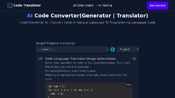 screenshot of AI Code Convert