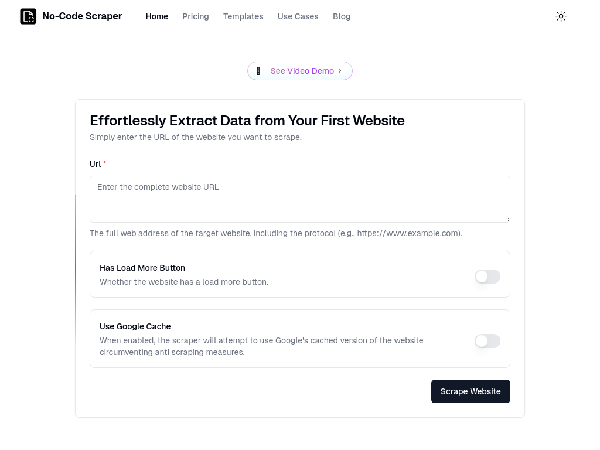 screenshot of NoCodeScraper
