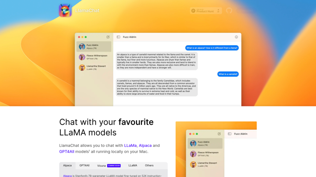 screenshot of LlamaChat