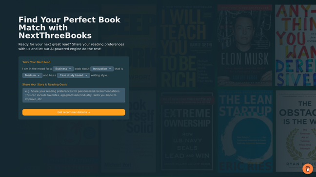 screenshot of NextThreeBooks