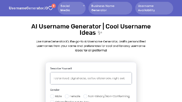 screenshot of UsernameGenerator