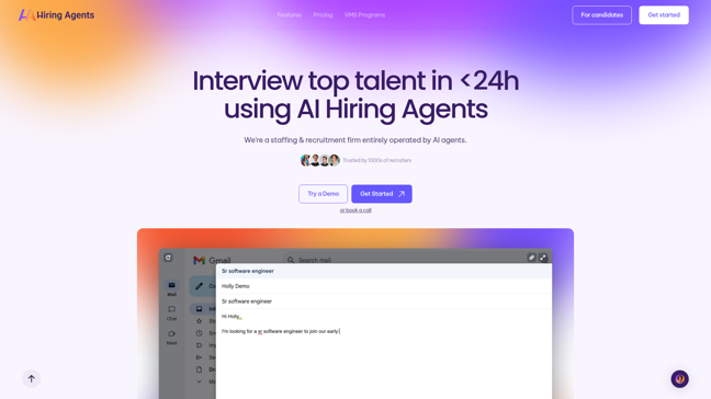 screenshot of AI Hiring Agents