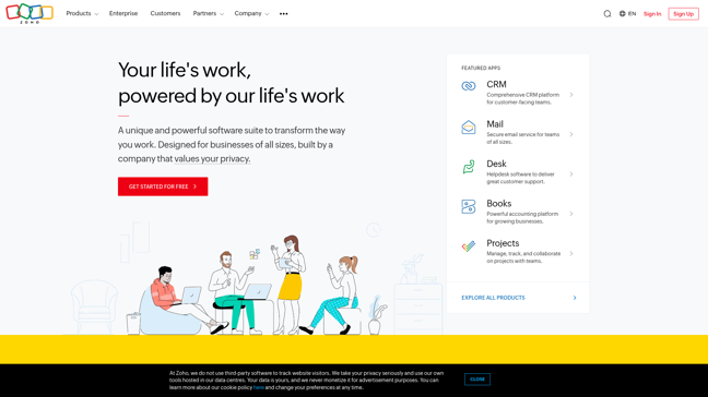screenshot of Zoho