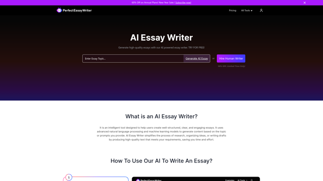 screenshot of PerfectEssayWriter.ai