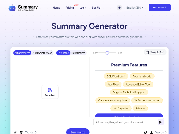 screenshot of SummaryGenerator.io