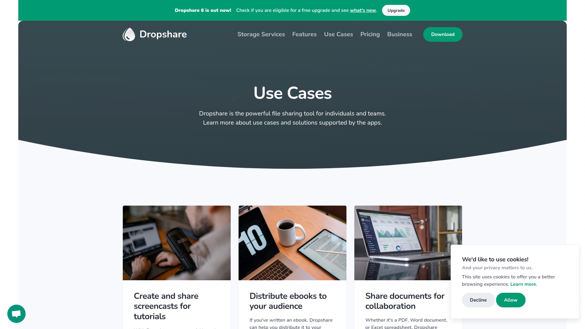 Casos de uso do Dropshare