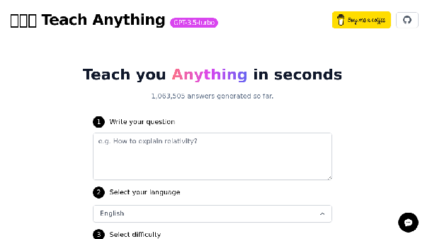 screenshot of Teach Anything