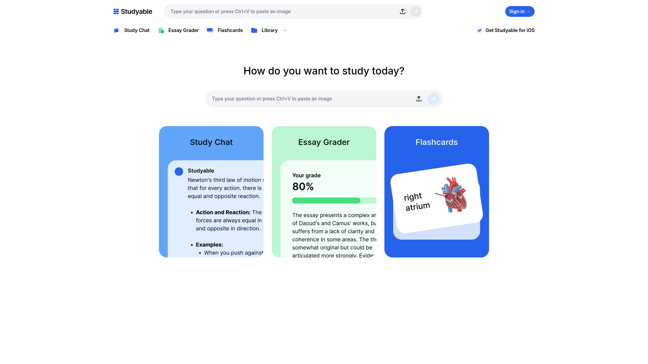 screenshot of Studyable