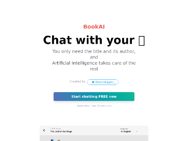 screenshot of BookAI