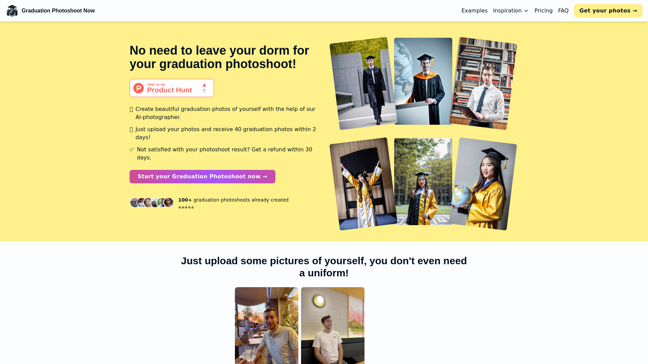 screenshot of GraduationPhotoshootNow