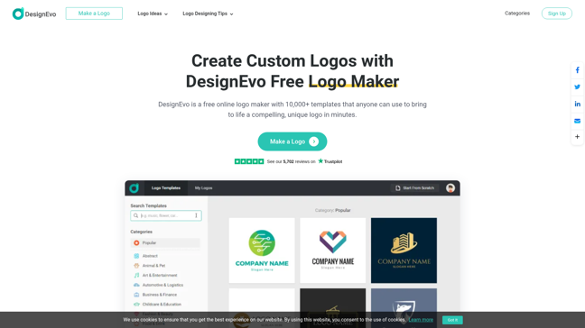 screenshot of DesignEvo