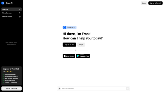 screenshot of Frank AI