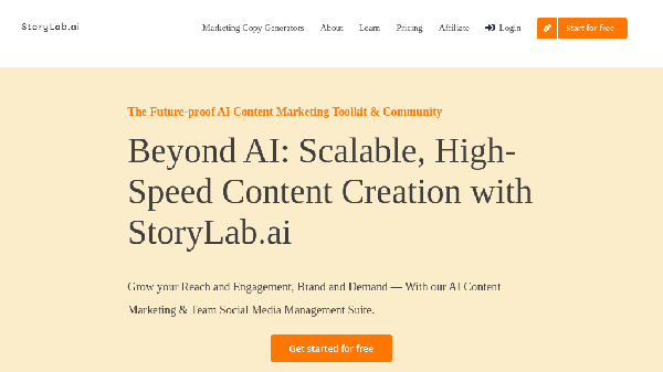 screenshot of StoryLab.ai