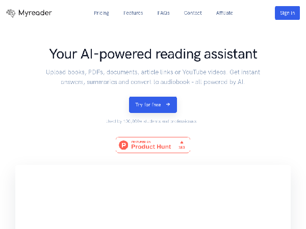 screenshot of Myreader Ai