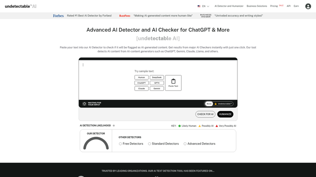 screenshot of Undetectable.ai