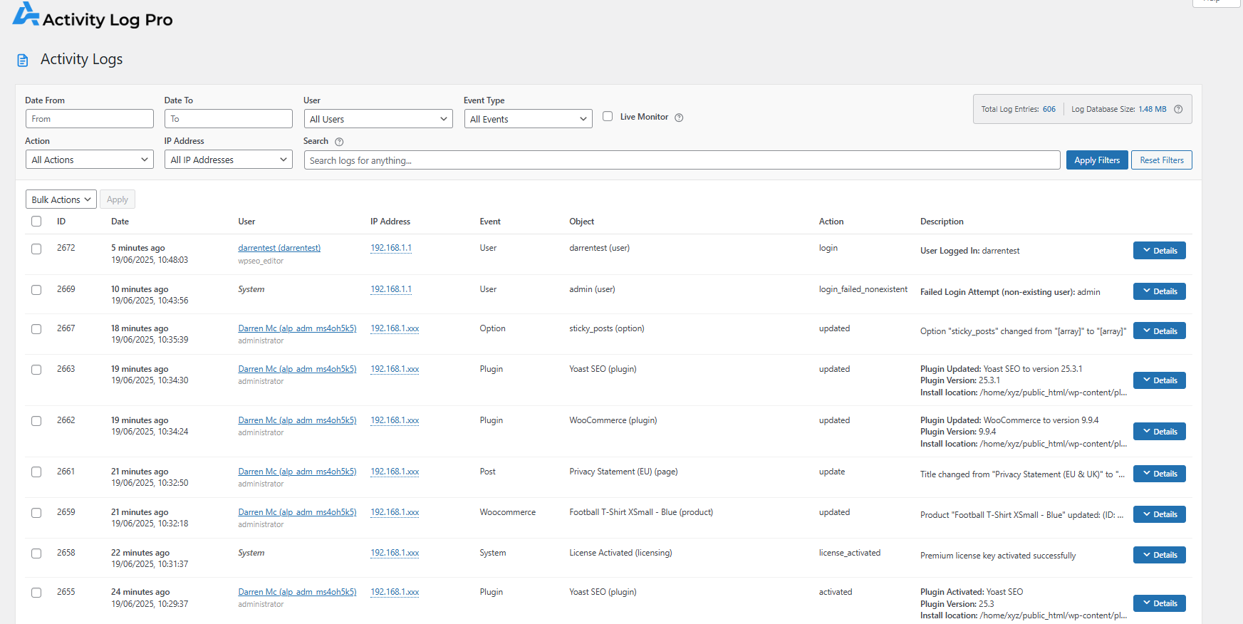 Activity Log Pro - Screenshot 2