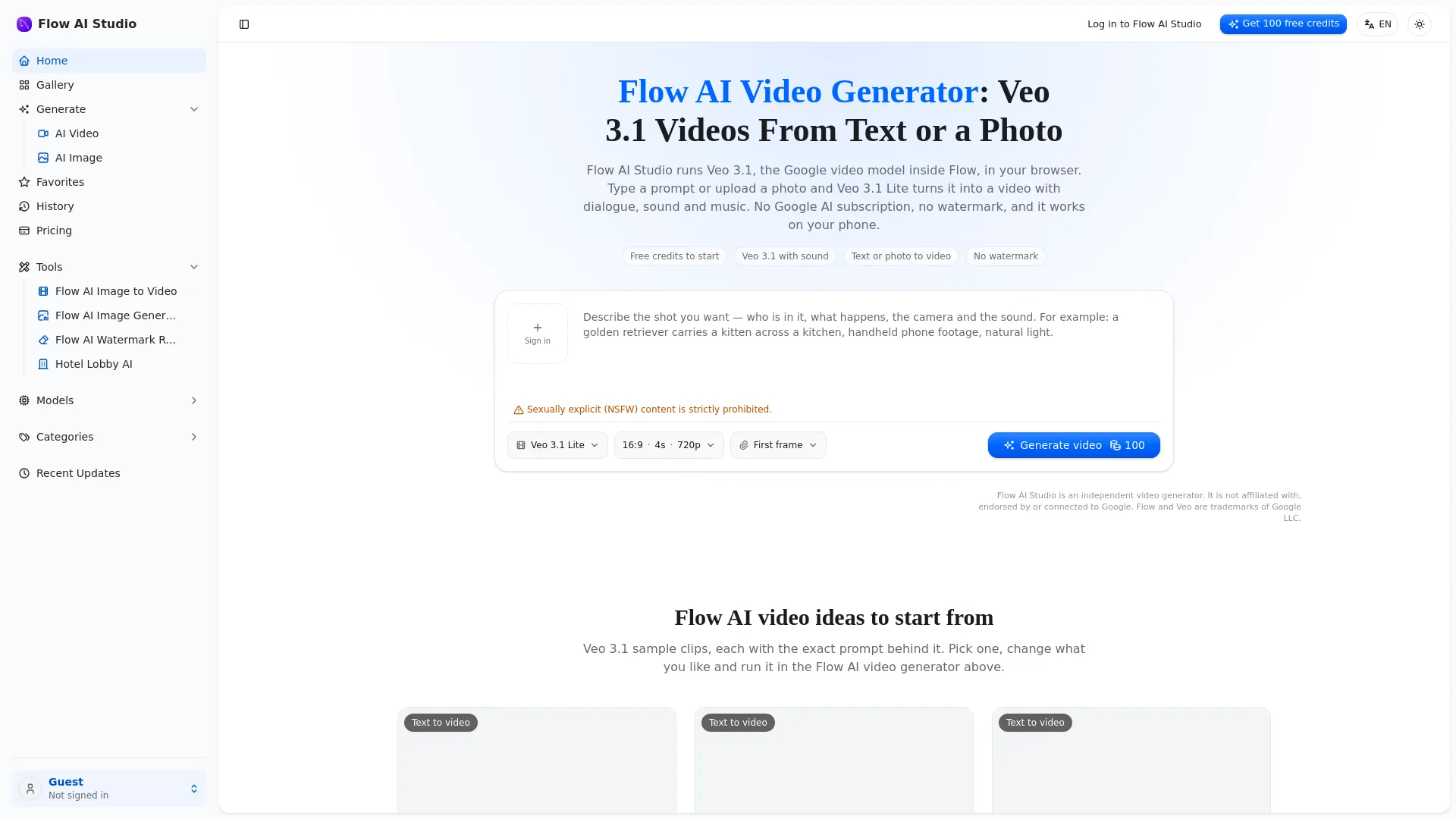 Flow AI Video Generator - Main Image