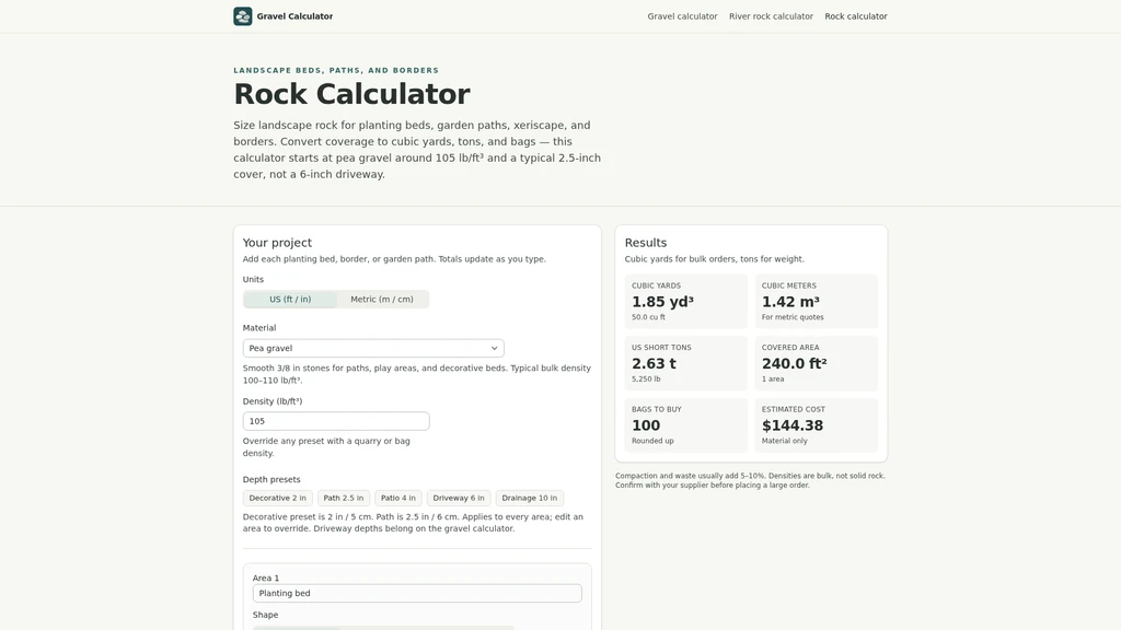 Free Gravel Calculator - Screenshot 2
