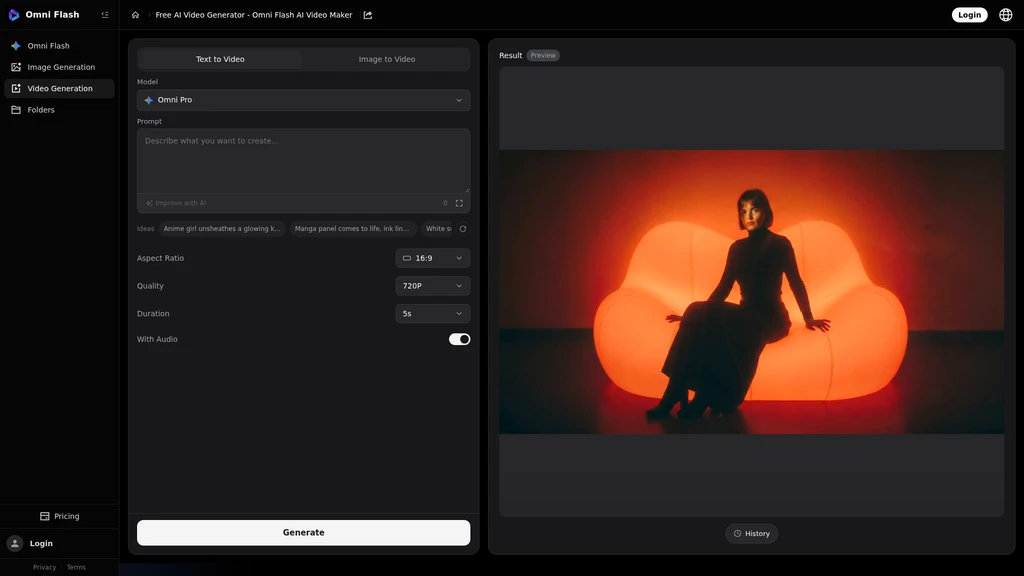 Omni Flash Free AI Video Generator - Screenshot 3