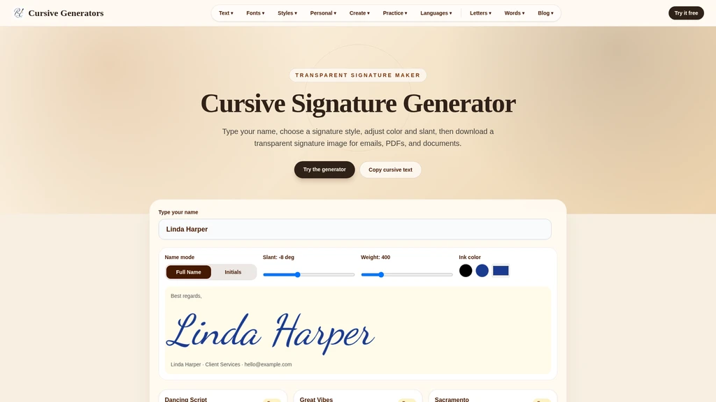 Cursive Generators - Screenshot 3
