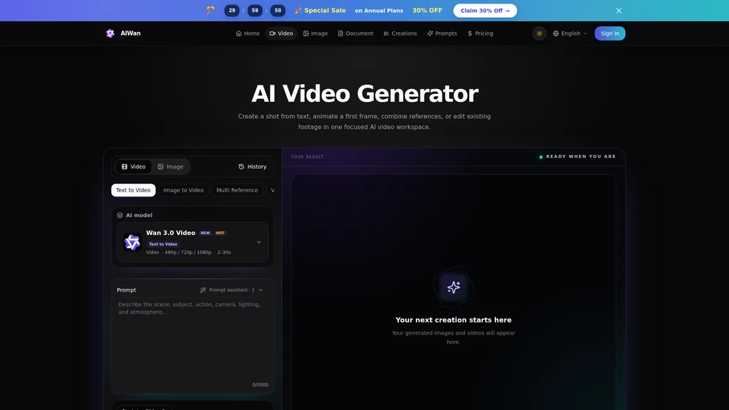 AIWan - Wan 3.0 AI Video Generator - Screenshot 2