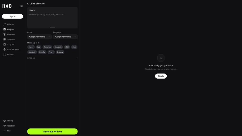 RaoMusic AI Song Generator - Screenshot 3