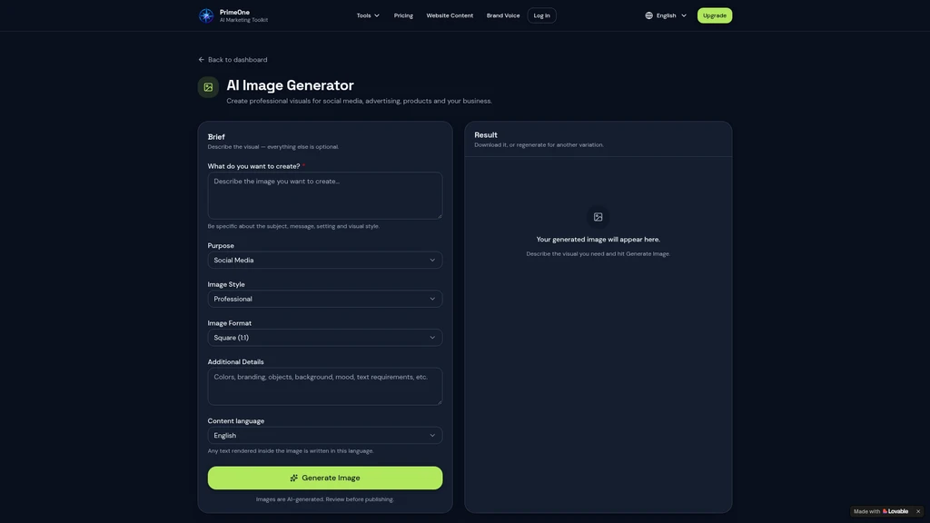 PrimeOne AI Marketing Toolkit - Screenshot 3