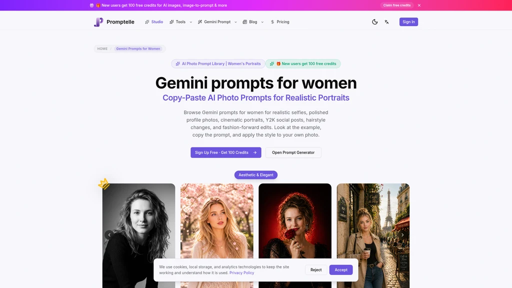 Promptelle - Gemini AI Photo Prompt Generator & Library - Screenshot 2